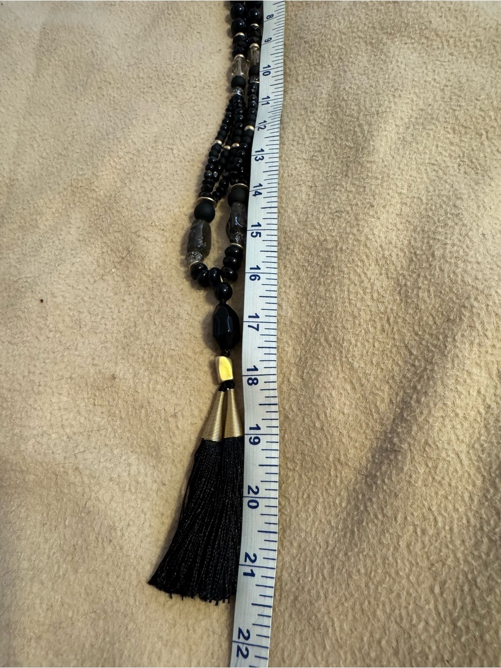 Chico’s Black Beaded Tassel Necklace - Women Jewelry, Long Line Classic. - Picture 8 of 16